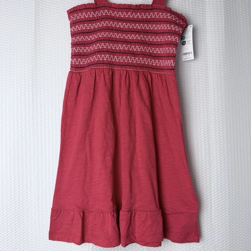 Carter's Smocked Sundress Girls Size 7 Red Sleeveless Ruffle Hem Cotton‎